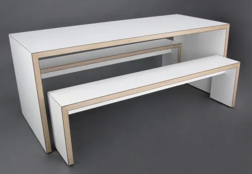 Waldo45 table and bench set white