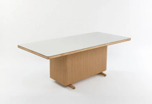 Joli Rectangular Shape Pedestal Elegant Oak Base 1