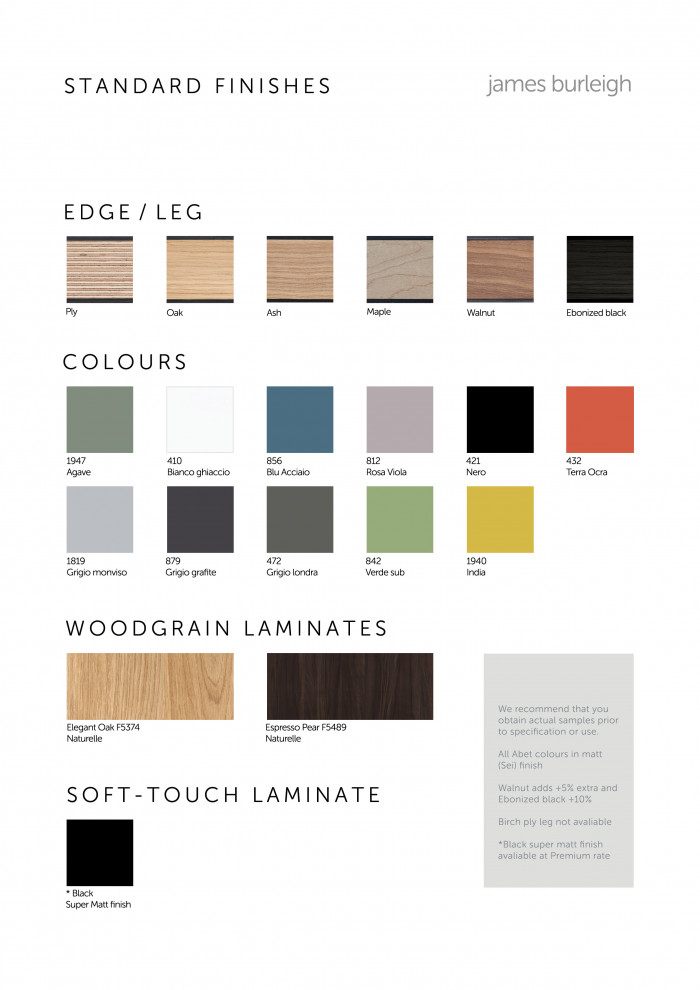 Standard colours James Burleigh 2022 Website